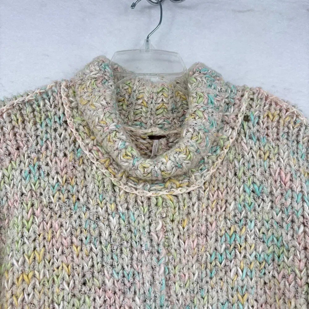 Free People Sweater Size M Multi Color Slouchy Oversized Wool Blend Boxy